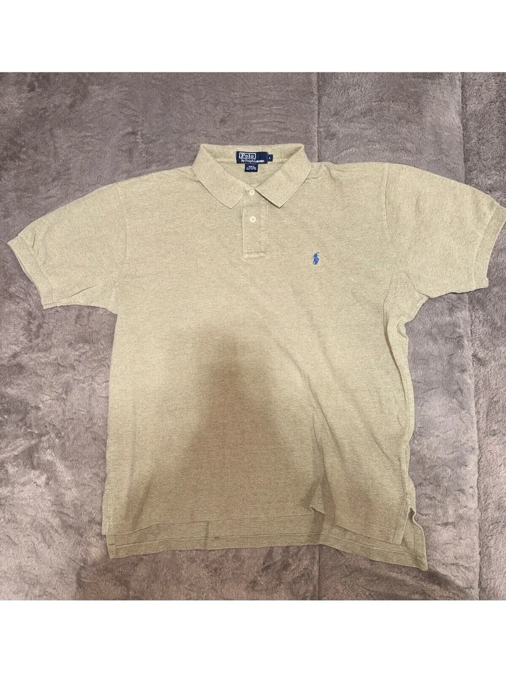 Polo Ralph Lauren Polo Mens Large  Beige Short Sleeve Cotton